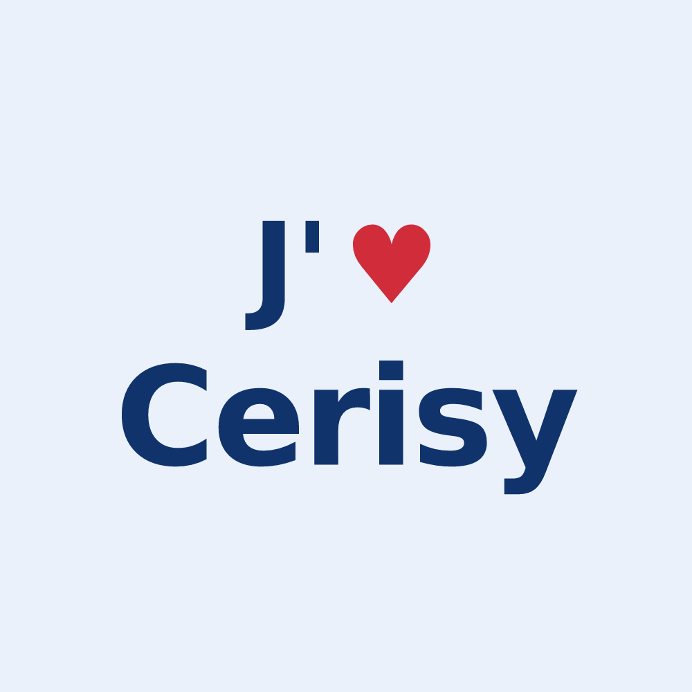 Sticker personnalisé Cerisy — design « J'aime Cerisy » imprimé sur le sticker