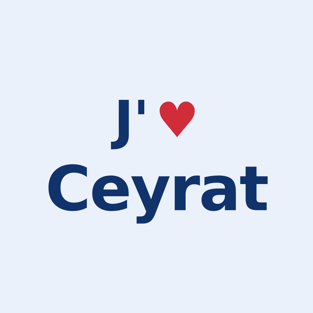 Sticker personnalisé Ceyrat — design « J'aime Ceyrat » imprimé sur le sticker