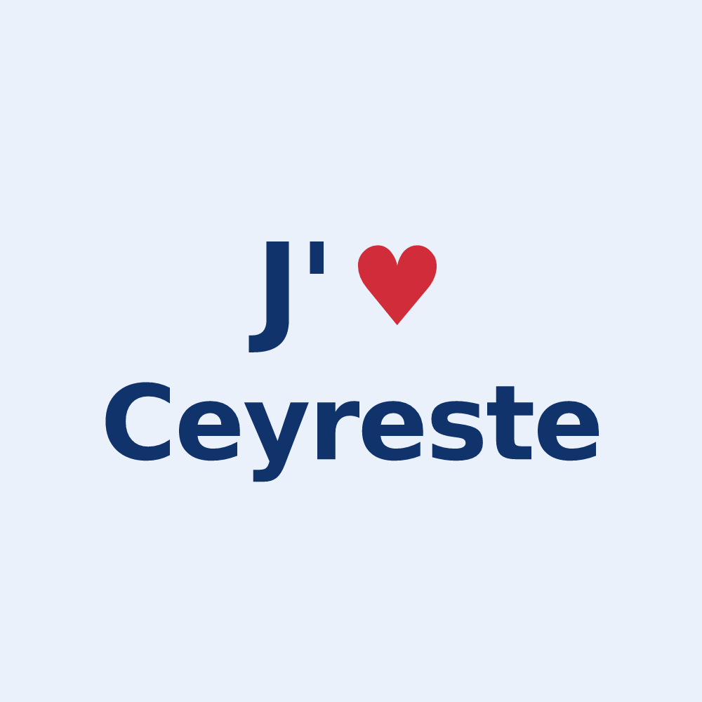 Sticker personnalisé Ceyreste — design « J'aime Ceyreste » imprimé sur le sticker