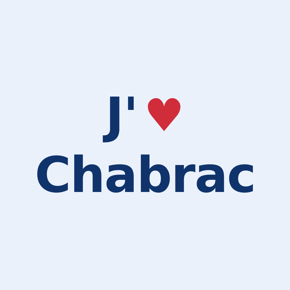 Sticker personnalisé Chabrac — design « J'aime Chabrac » imprimé sur le sticker