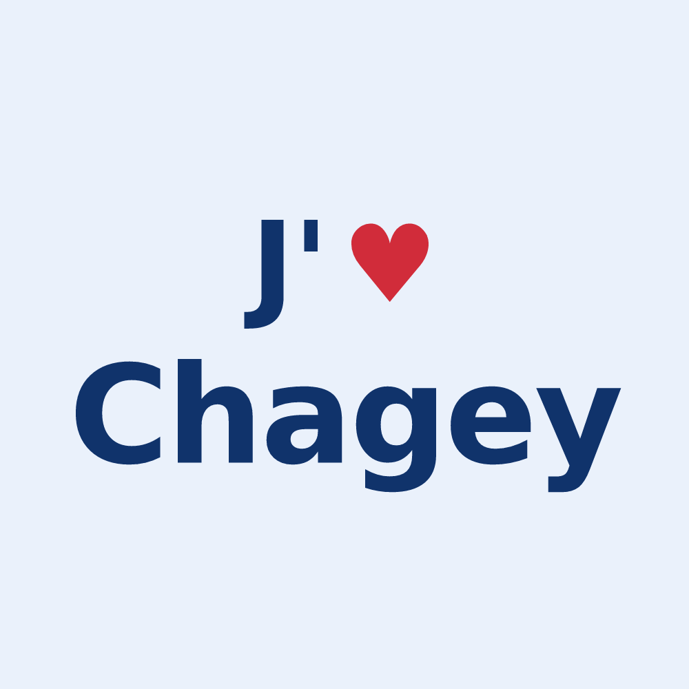 Sticker personnalisé Chagey — design « J'aime Chagey » imprimé sur le sticker