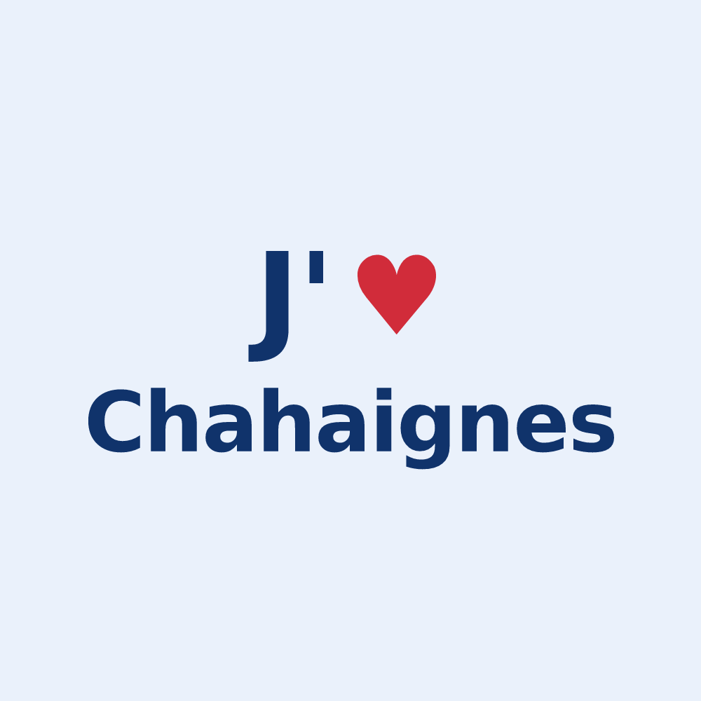 Sticker personnalisé Chahaignes — design « J'aime Chahaignes » imprimé sur le sticker