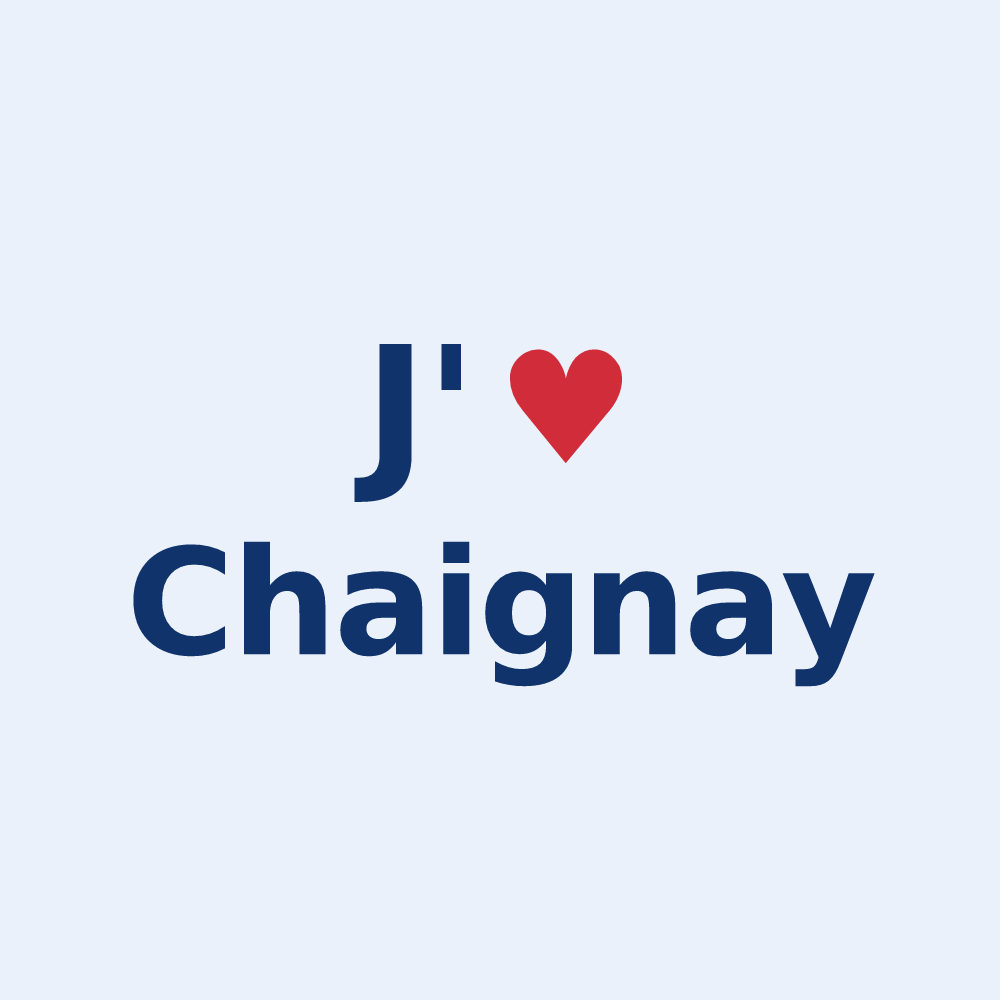 Sticker personnalisé Chaignay — design « J'aime Chaignay » imprimé sur le sticker