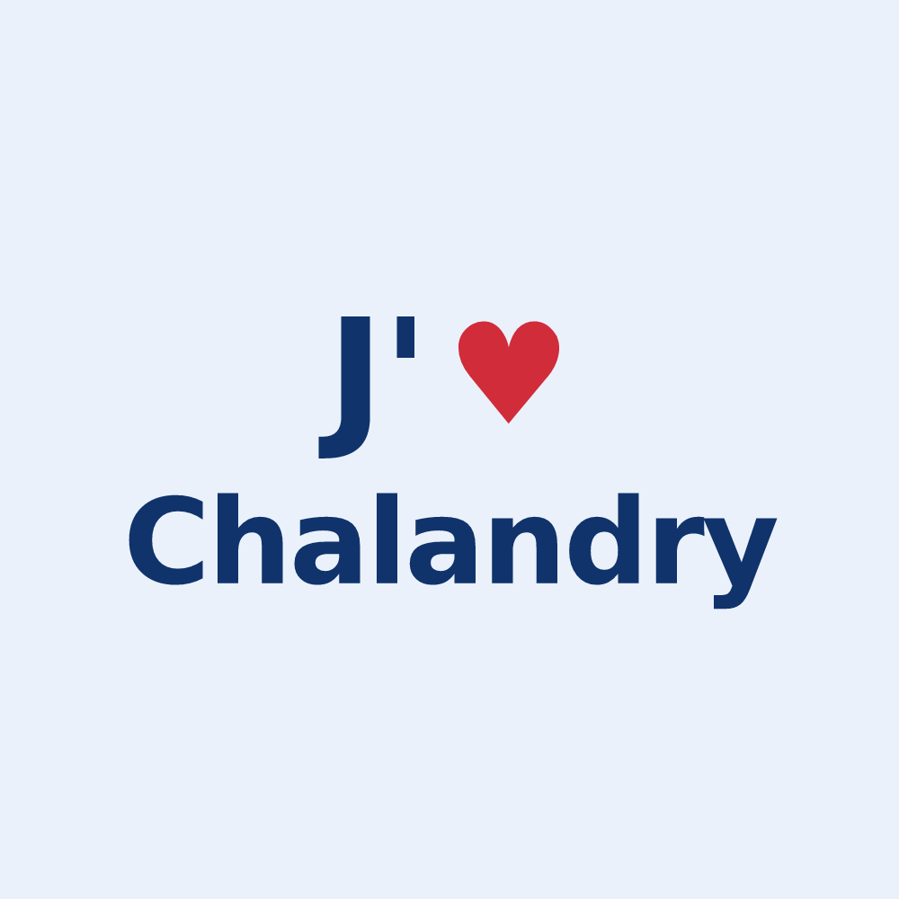 Sticker personnalisé Chalandry — design « J'aime Chalandry » imprimé sur le sticker