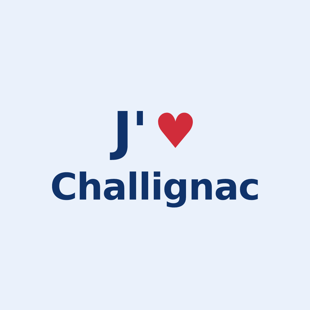 Sticker personnalisé Challignac — design J'aime Challignac