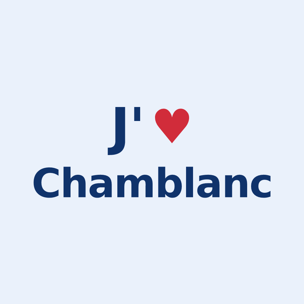 Sticker personnalisé Chamblanc — design « J'aime Chamblanc » imprimé sur le sticker