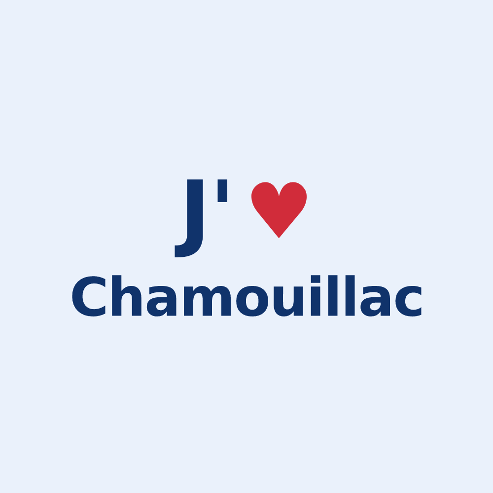 Sticker personnalisé Chamouillac — design J'aime Chamouillac