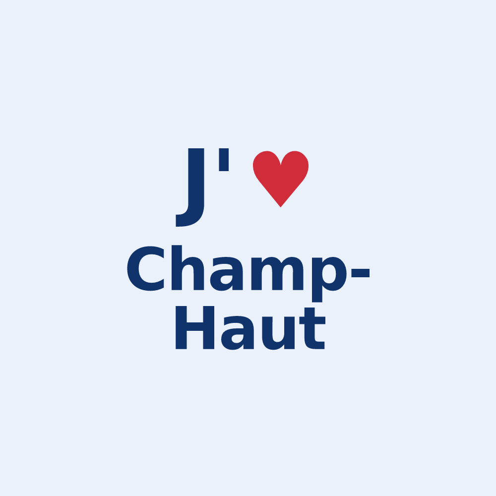 Sticker personnalisé Champ-Haut — design « J'aime Champ-Haut » imprimé sur le sticker