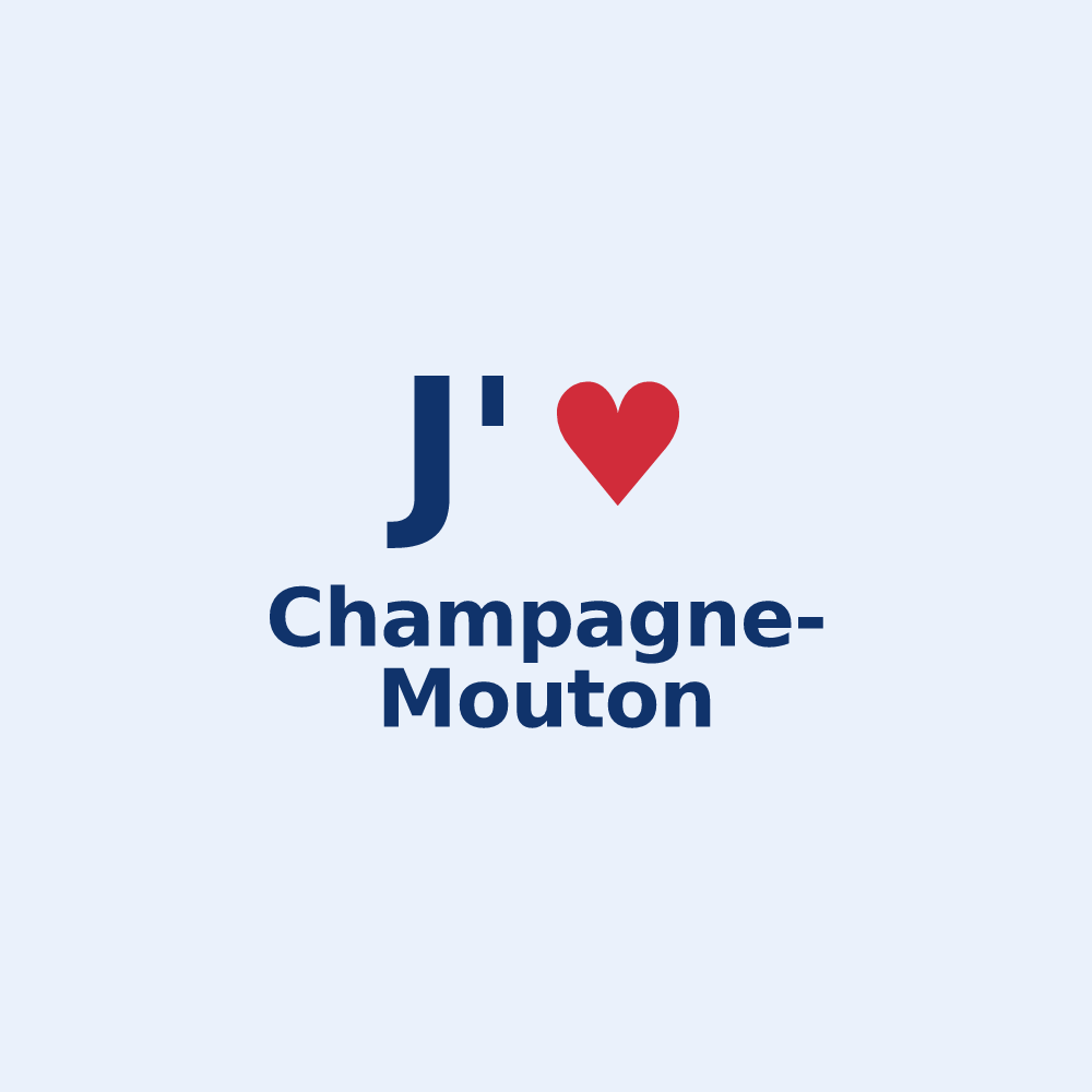 Sticker personnalisé Champagne-Mouton — design J'aime Champagne-Mouton
