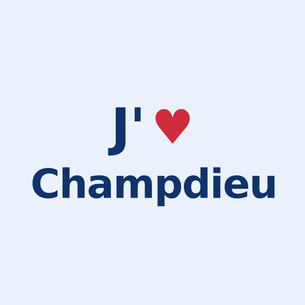 Sticker personnalisé Champdieu — design « J'aime Champdieu » imprimé sur le sticker