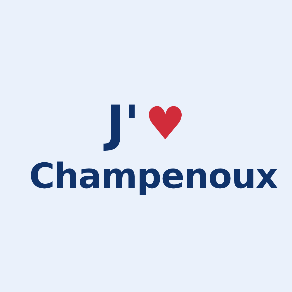 Sticker personnalisé Champenoux — design « J'aime Champenoux » imprimé sur le sticker