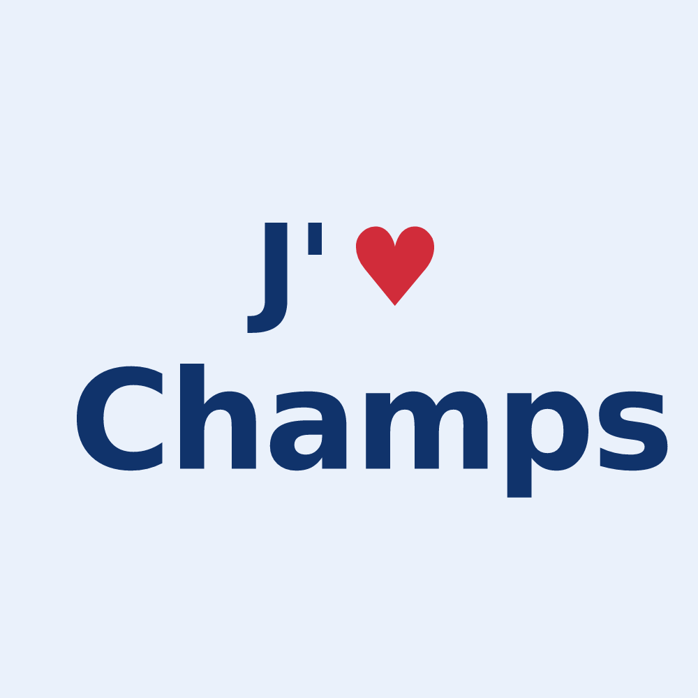 Sticker personnalisé Champs — design « J'aime Champs » imprimé sur le sticker