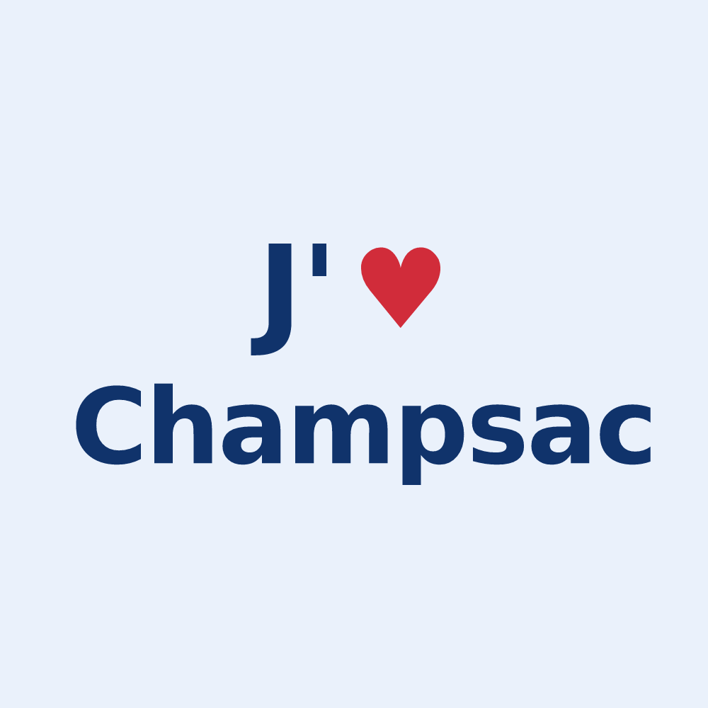 Sticker personnalisé Champsac — design J'aime Champsac