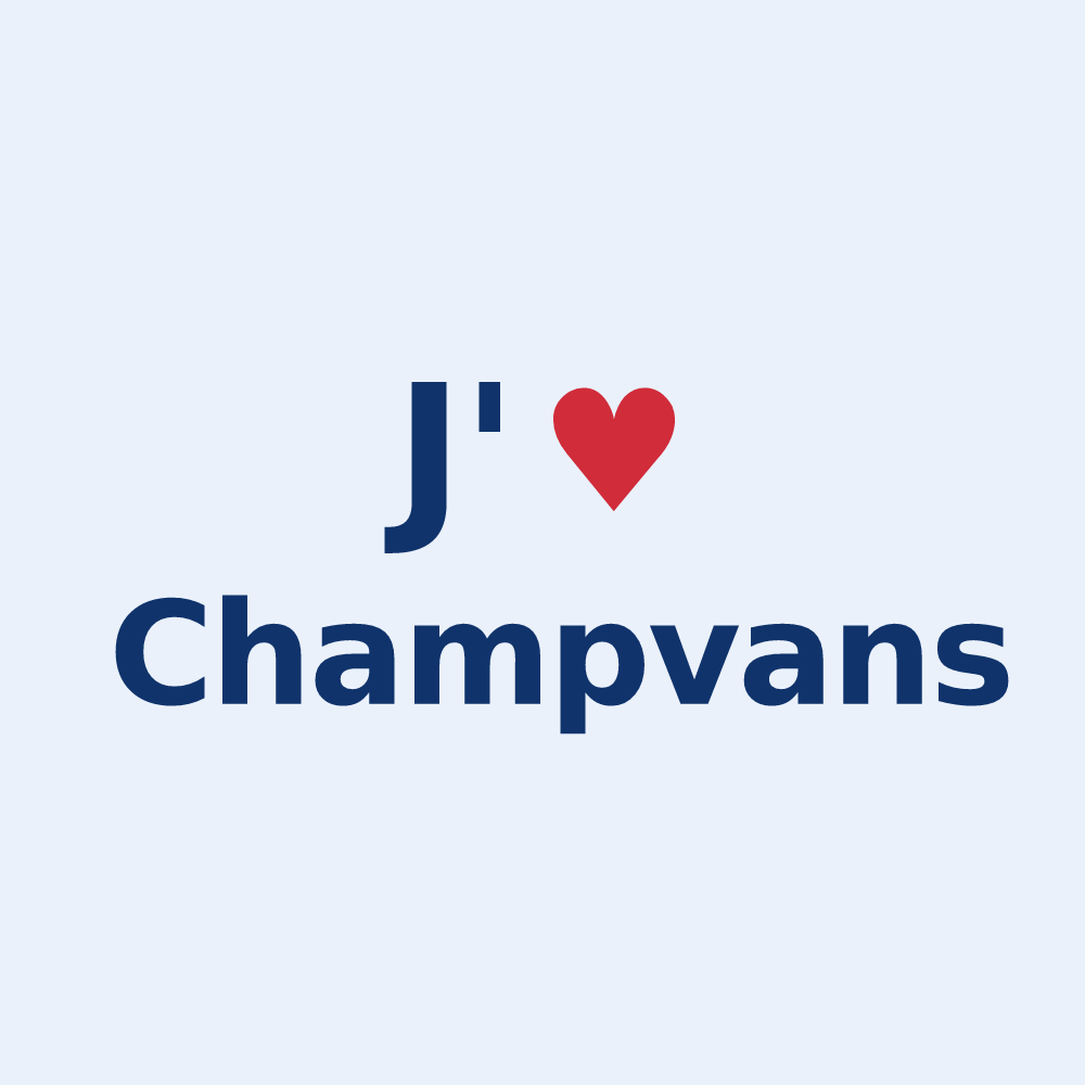 Sticker personnalisé Champvans — design J'aime Champvans
