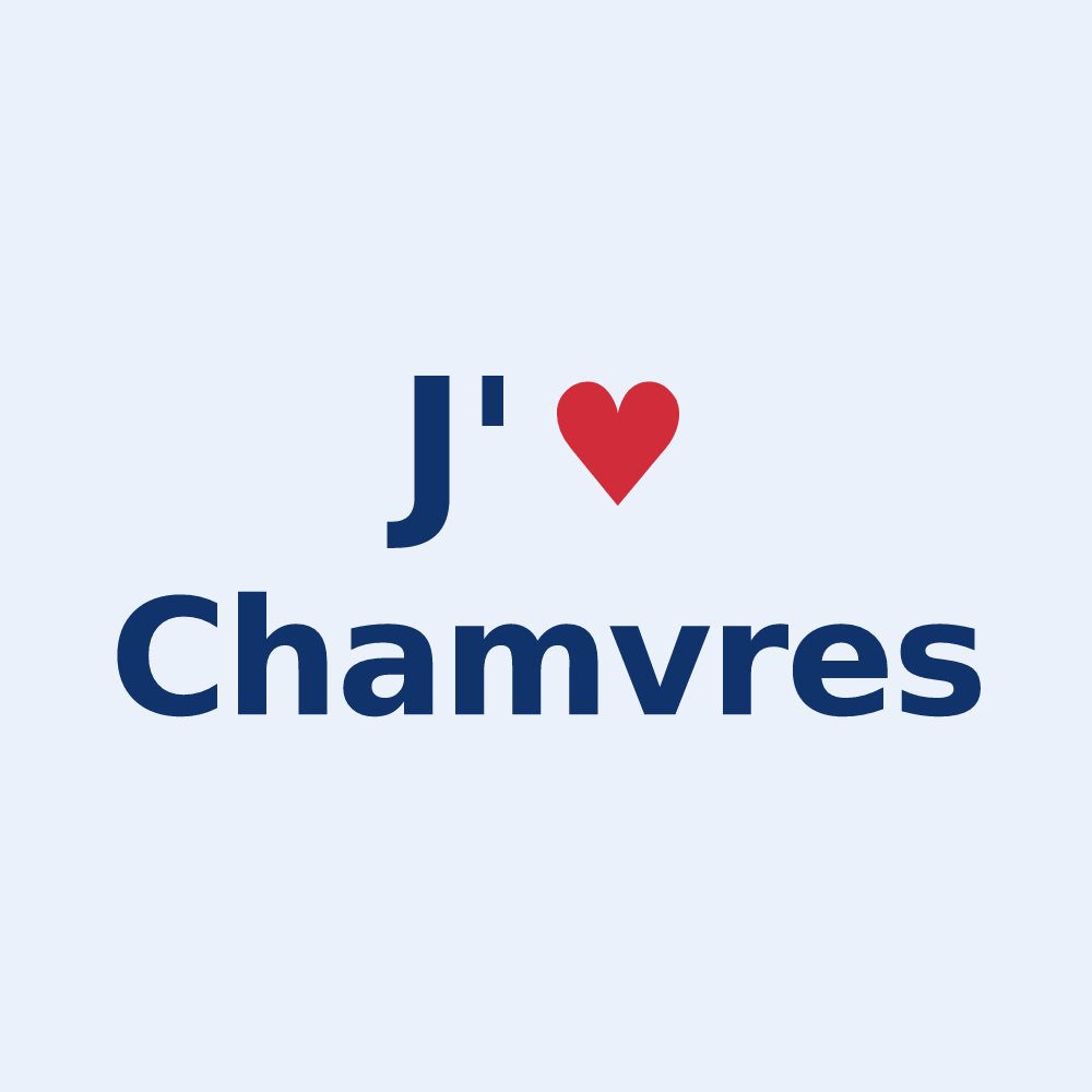 Sticker personnalisé Chamvres — design « J'aime Chamvres » imprimé sur le sticker