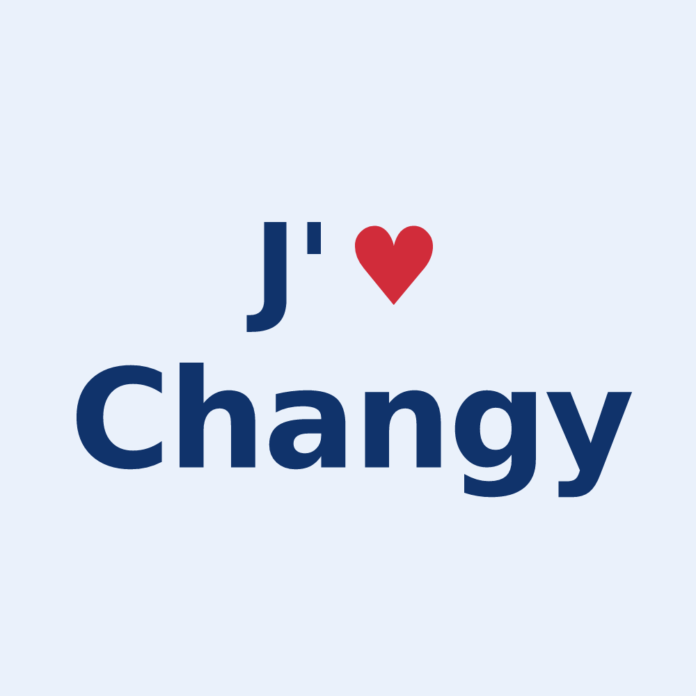 Sticker personnalisé Changy — design J'aime Changy