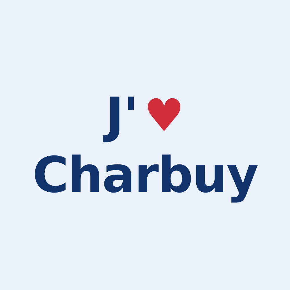 Sticker personnalisé Charbuy — design J'aime Charbuy