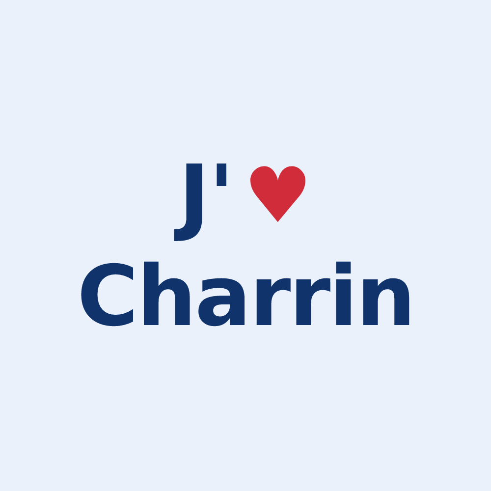 Sticker personnalisé Charrin — design « J'aime Charrin » imprimé sur le sticker