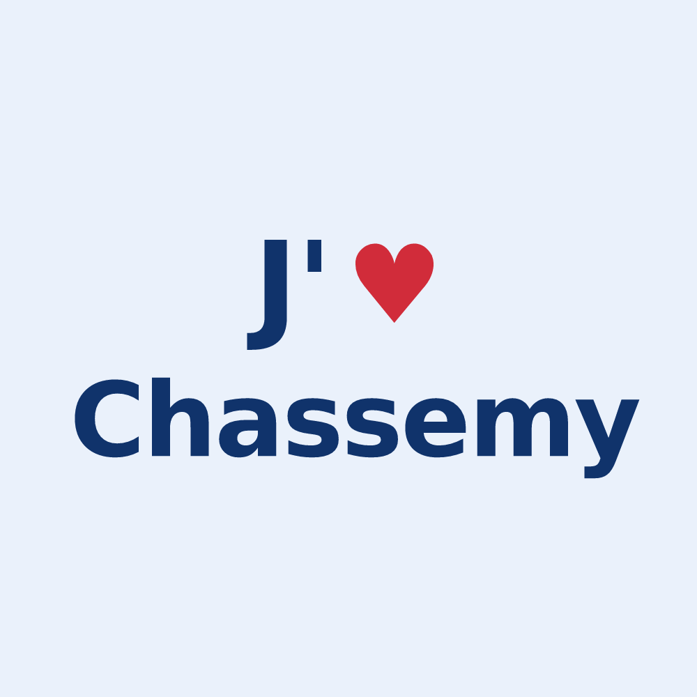 Sticker personnalisé Chassemy — design J'aime Chassemy