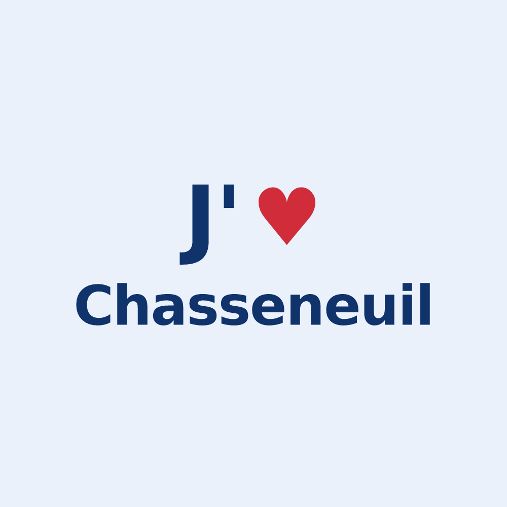 Sticker personnalisé Chasseneuil — design « J'aime Chasseneuil » imprimé sur le sticker