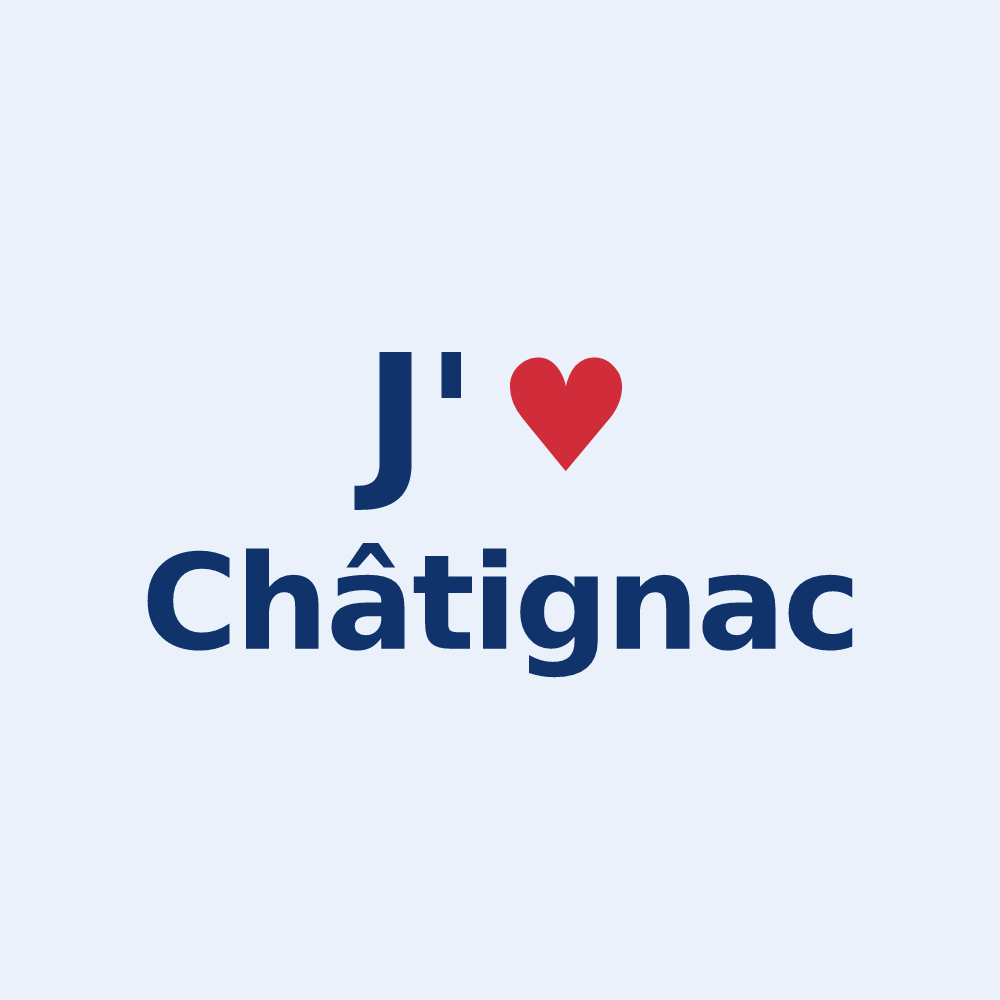 Sticker personnalisé Châtignac — design J'aime Châtignac