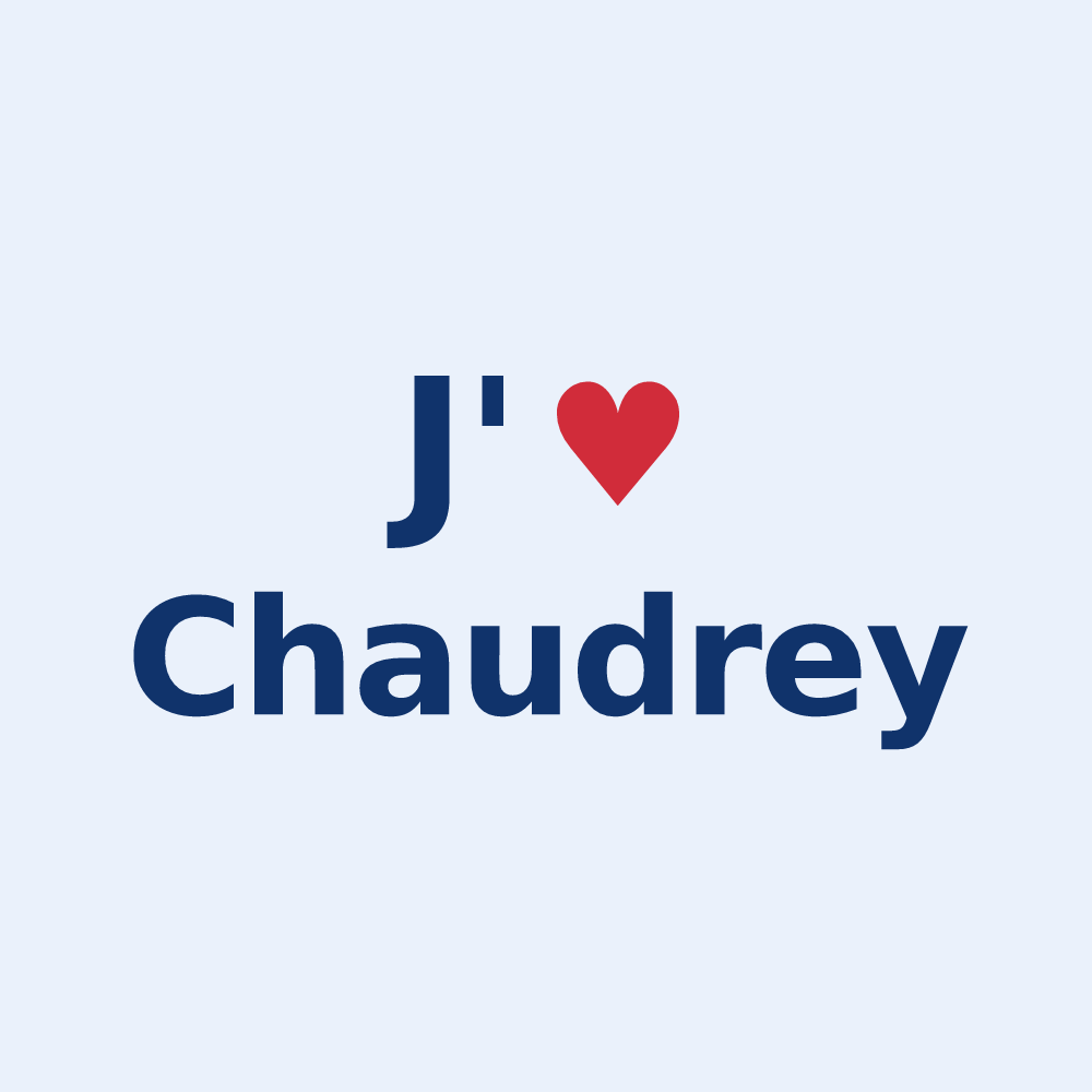 Sticker personnalisé Chaudrey — design J'aime Chaudrey