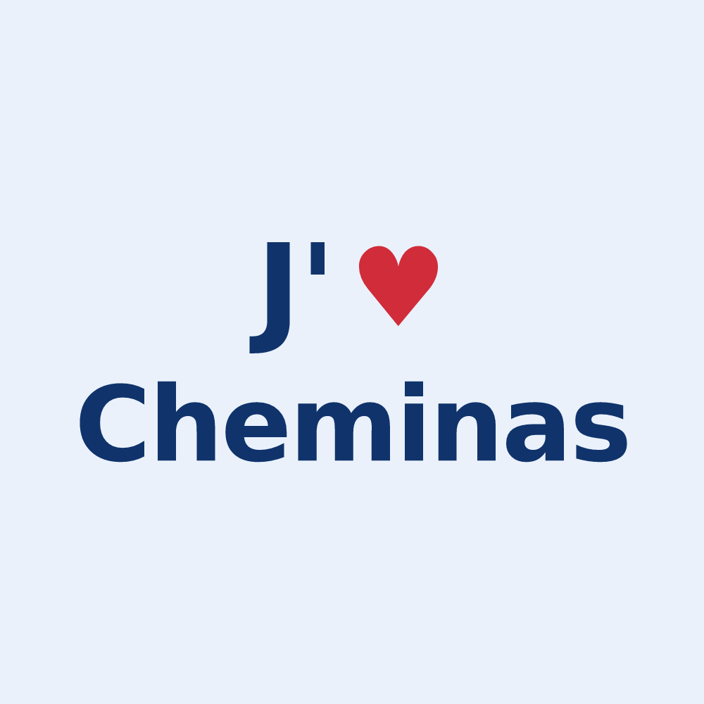 Sticker personnalisé Cheminas — design « J'aime Cheminas » imprimé sur le sticker