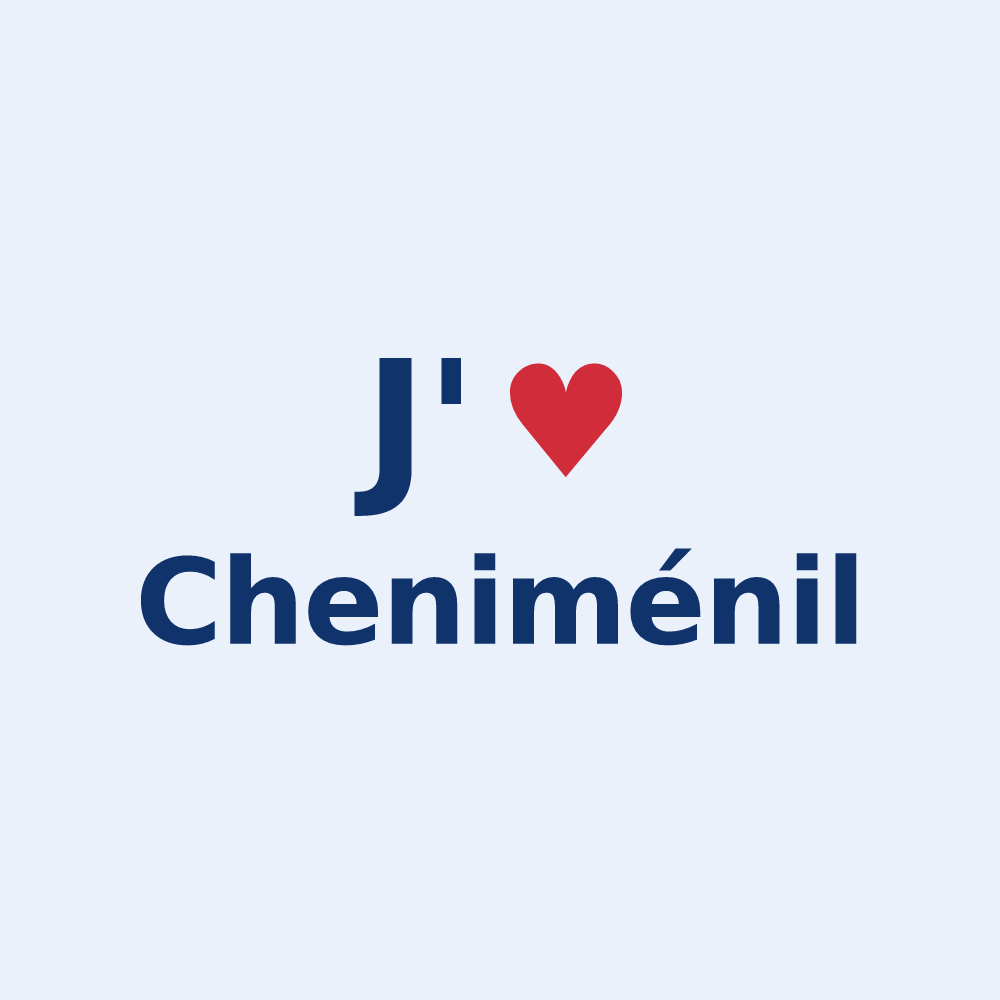 Sticker personnalisé Cheniménil — design « J'aime Cheniménil » imprimé sur le sticker