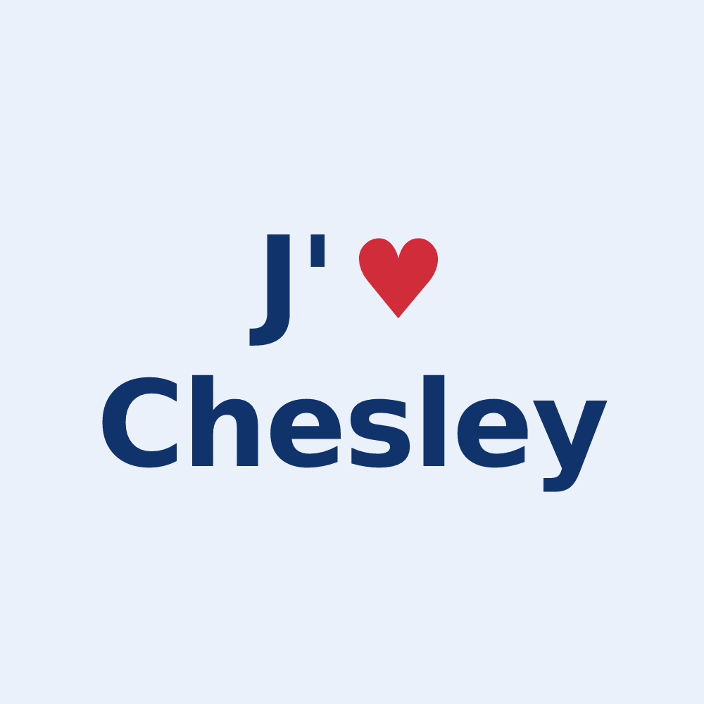 Sticker personnalisé Chesley — design « J'aime Chesley » imprimé sur le sticker