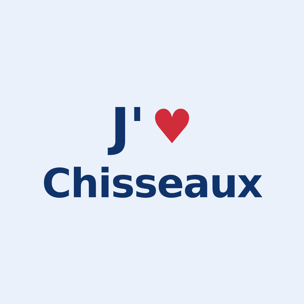 Sticker personnalisé Chisseaux — design J'aime Chisseaux