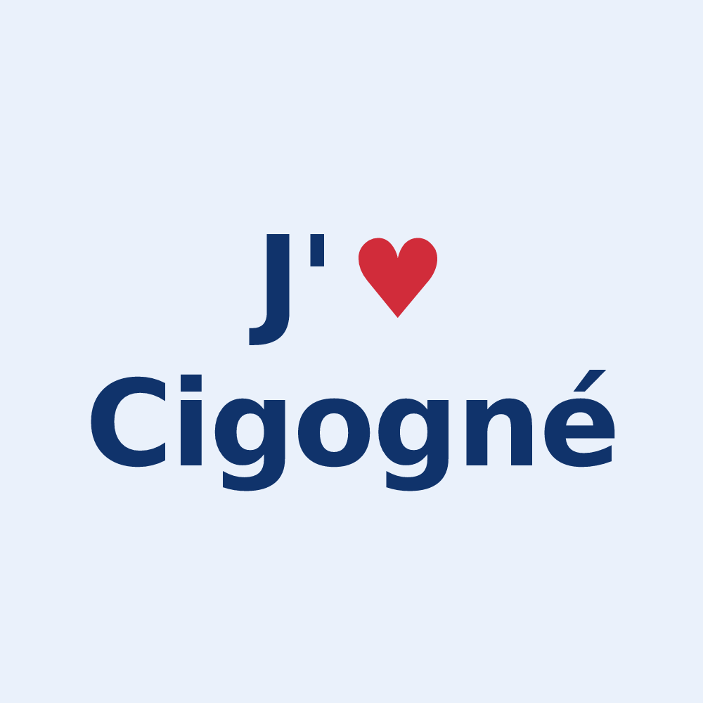 Sticker personnalisé Cigogné — design J'aime Cigogné