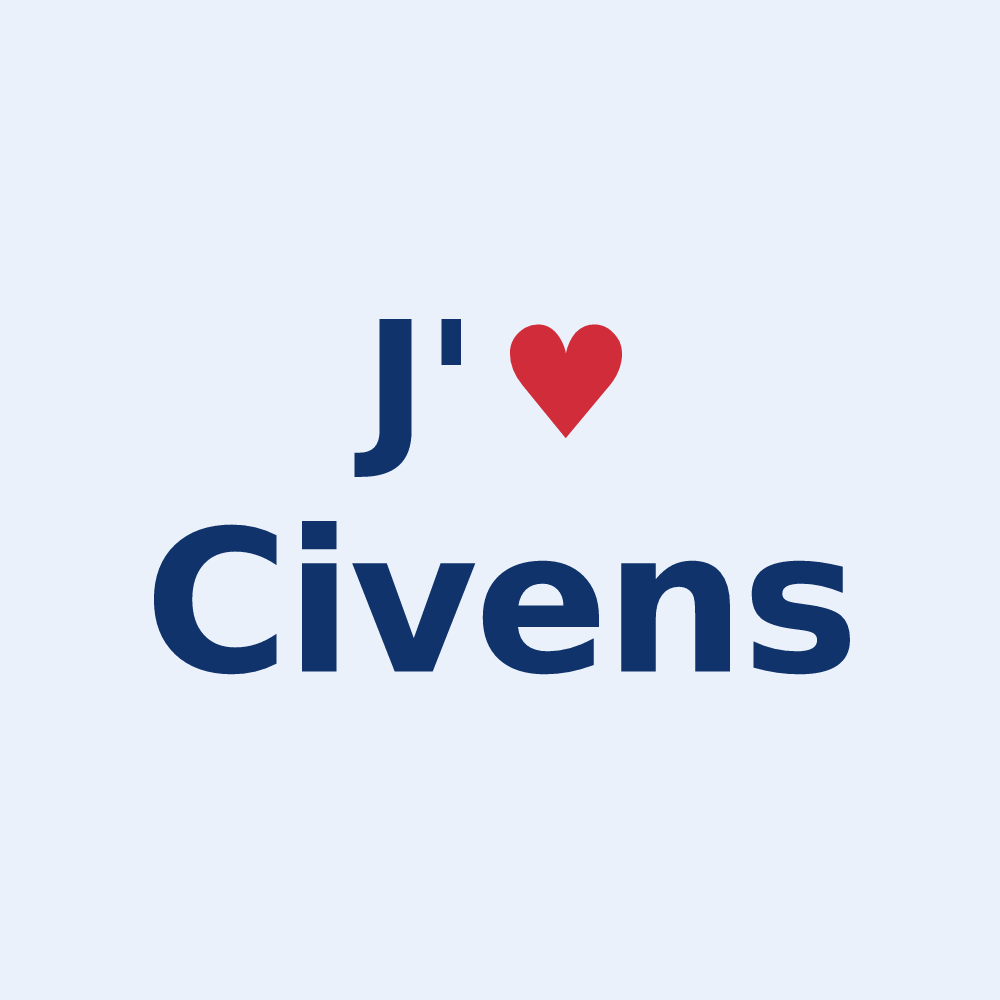 Sticker personnalisé Civens — design J'aime Civens