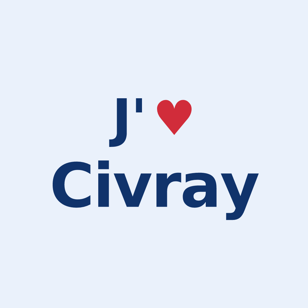 Sticker personnalisé Civray — design J'aime Civray