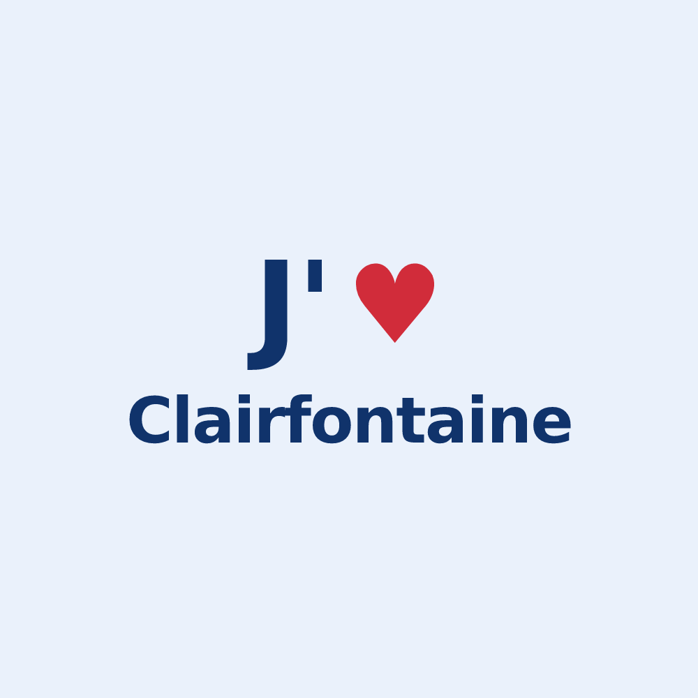 Sticker personnalisé Clairfontaine — design « J'aime Clairfontaine » imprimé sur le sticker