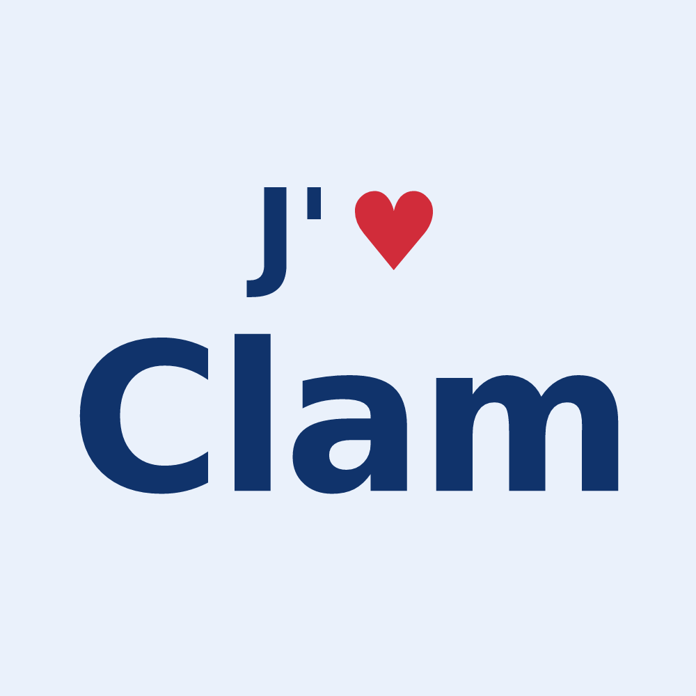 Sticker personnalisé Clam — design J'aime Clam