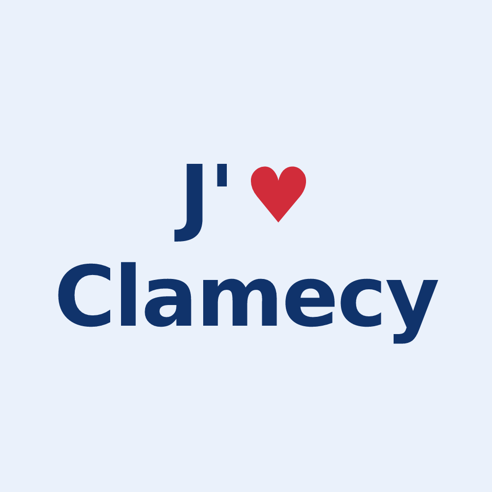 Sticker personnalisé Clamecy — design « J'aime Clamecy » imprimé sur le sticker