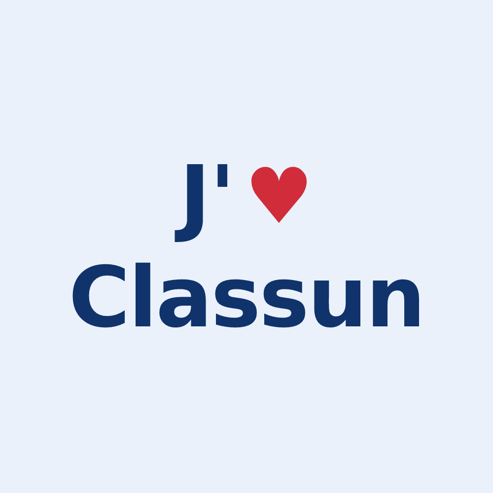 Sticker personnalisé Classun — design « J'aime Classun » imprimé sur le sticker