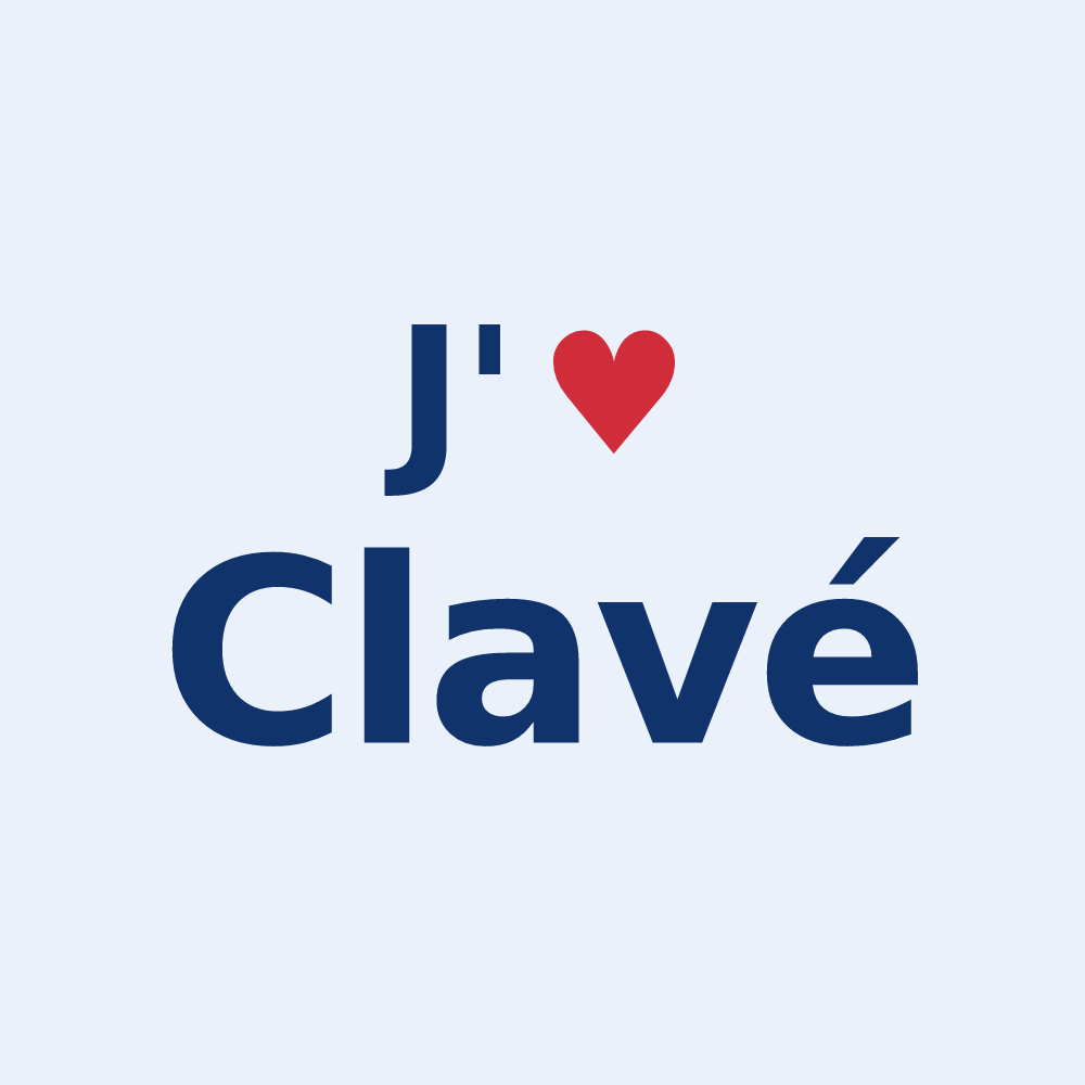 Sticker personnalisé Clavé — design « J'aime Clavé » imprimé sur le sticker