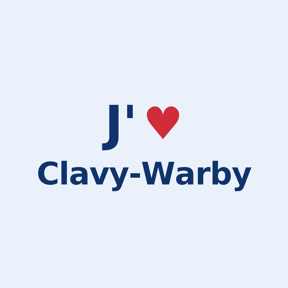 Sticker personnalisé Clavy-Warby — design J'aime Clavy-Warby