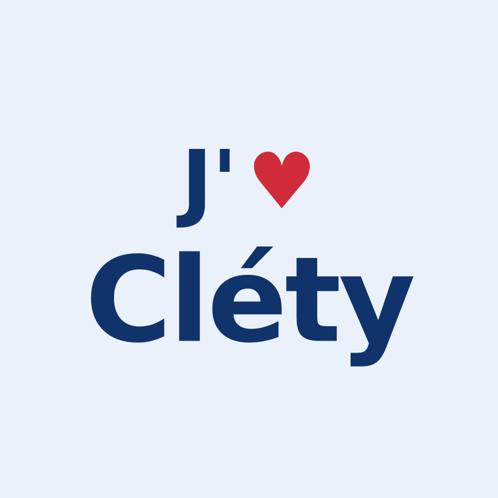 Sticker personnalisé Cléty — design « J'aime Cléty » imprimé sur le sticker