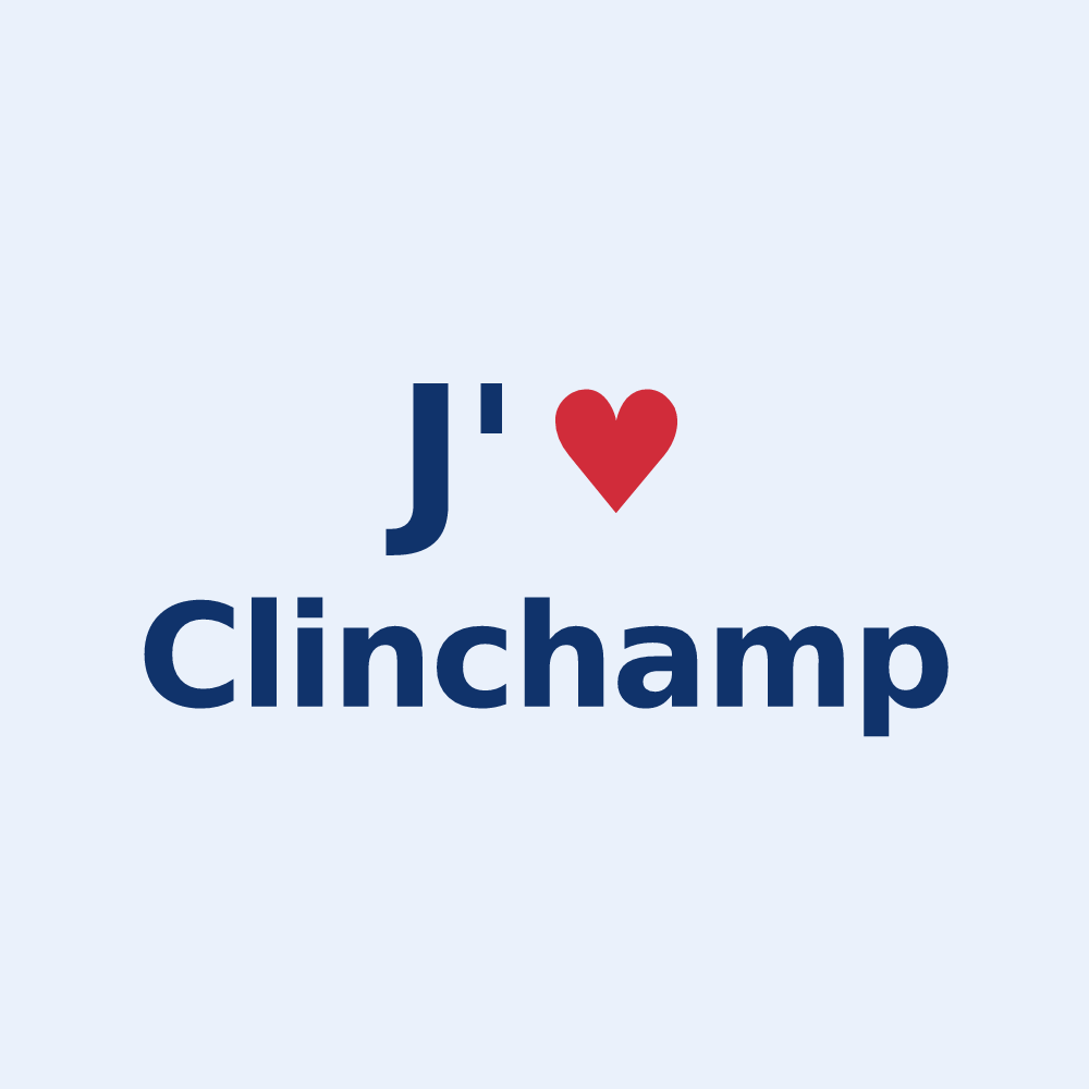 Sticker personnalisé Clinchamp — design J'aime Clinchamp