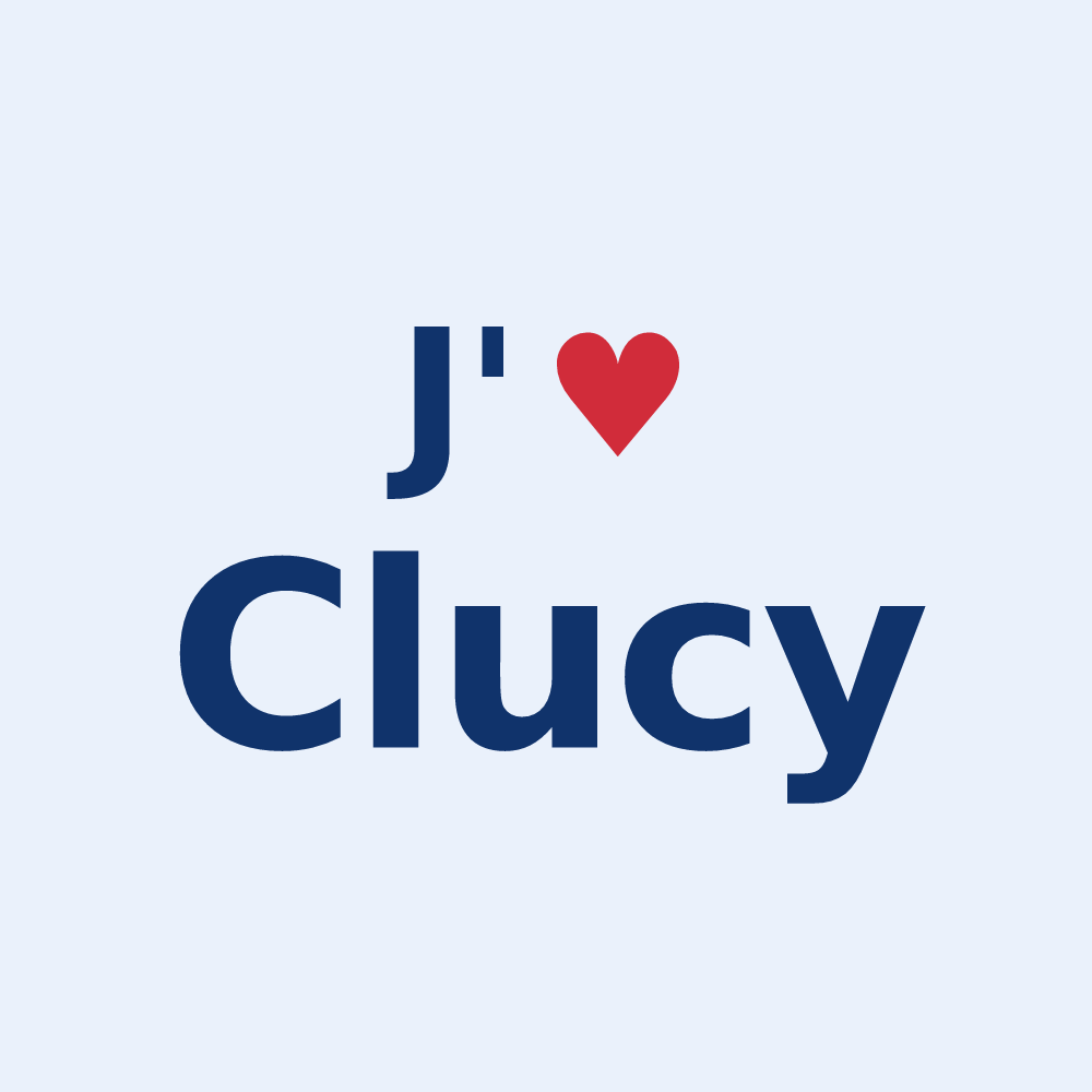 Sticker personnalisé Clucy — design J'aime Clucy