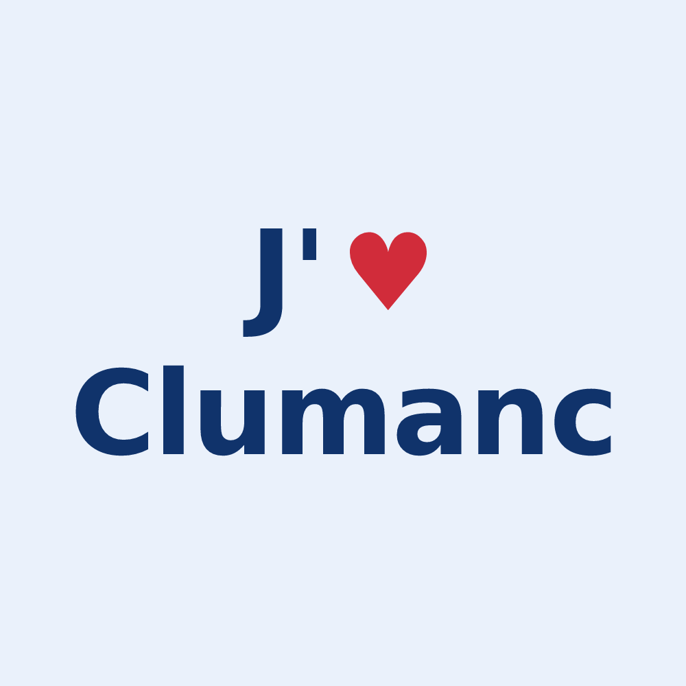 Sticker personnalisé Clumanc — design « J'aime Clumanc » imprimé sur le sticker