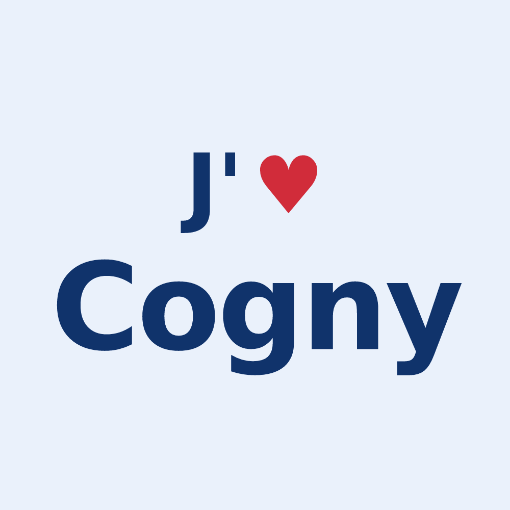 Sticker personnalisé Cogny — design J'aime Cogny
