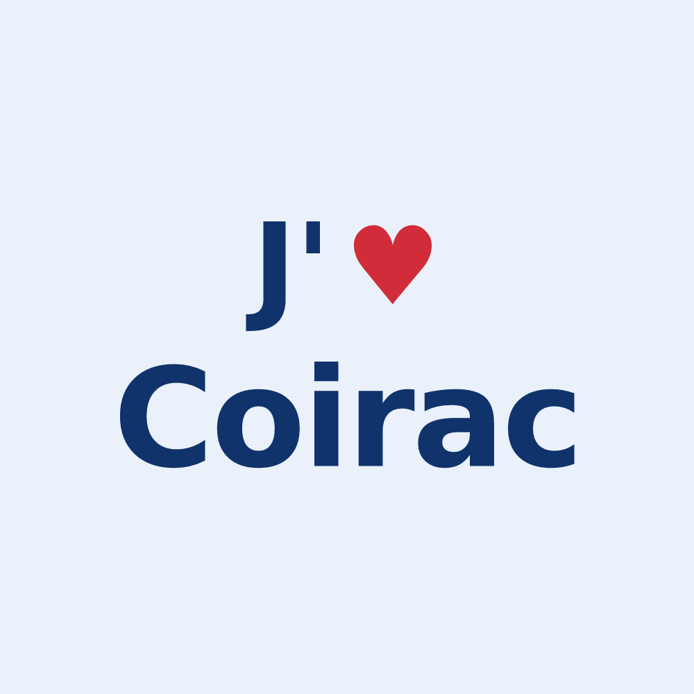 Sticker personnalisé Coirac — design « J'aime Coirac » imprimé sur le sticker