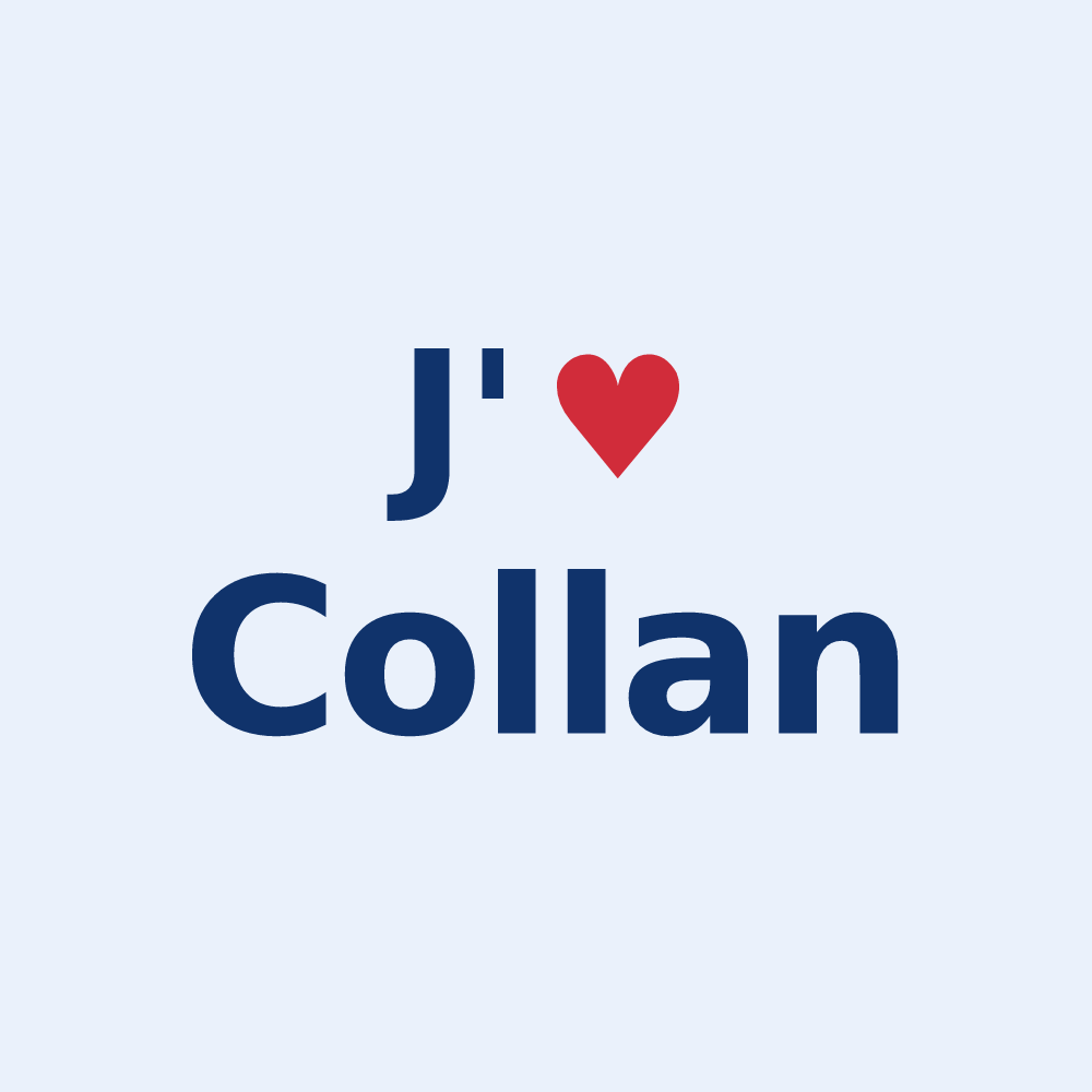 Sticker personnalisé Collan — design « J'aime Collan » imprimé sur le sticker