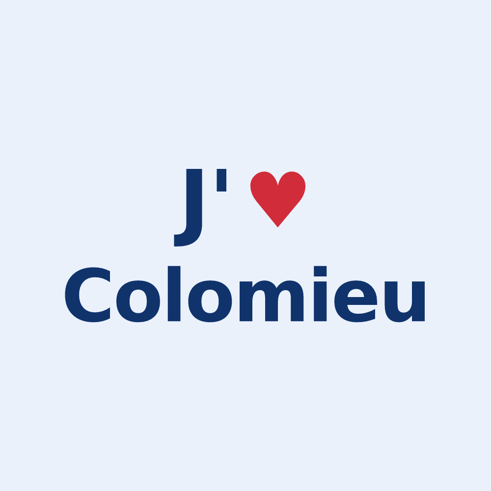 Sticker personnalisé Colomieu — design « J'aime Colomieu » imprimé sur le sticker
