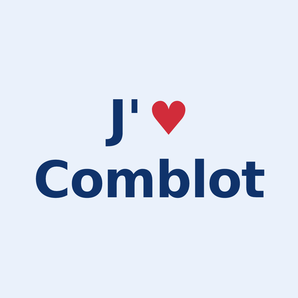 Sticker personnalisé Comblot — design « J'aime Comblot » imprimé sur le sticker