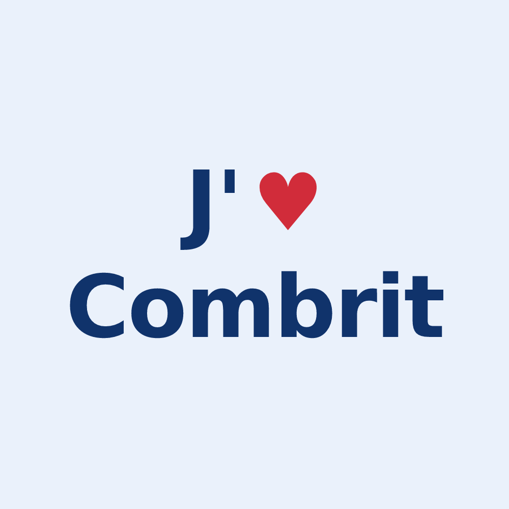 Sticker personnalisé Combrit — design « J'aime Combrit » imprimé sur le sticker