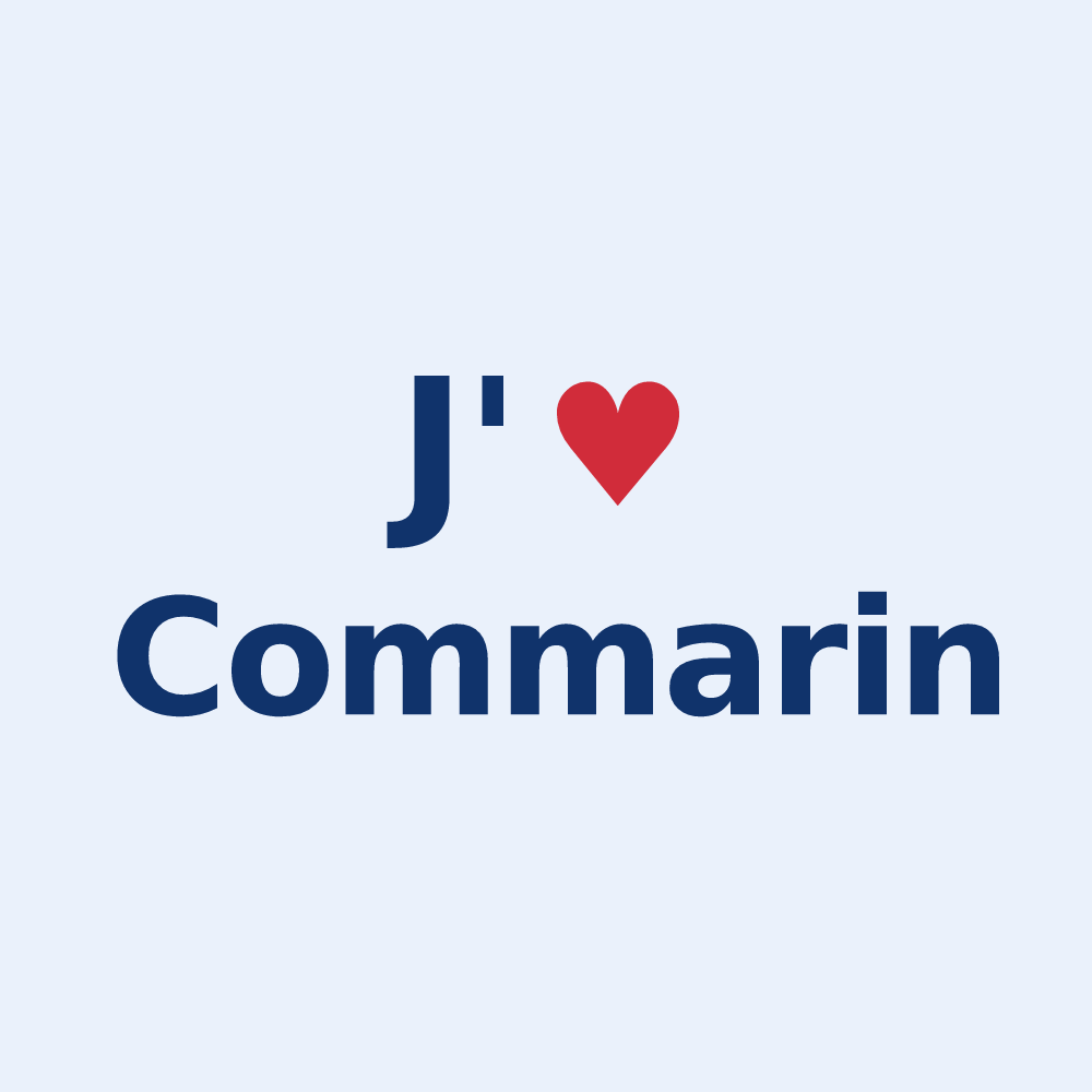 Sticker personnalisé Commarin — design J'aime Commarin